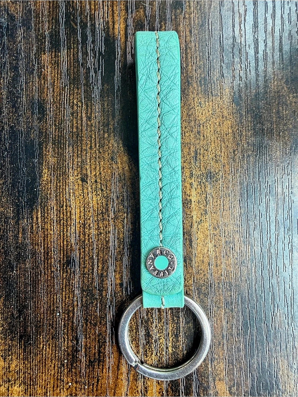 Tiffany & Co. Leather Snap Loop Keychain. in Blue
